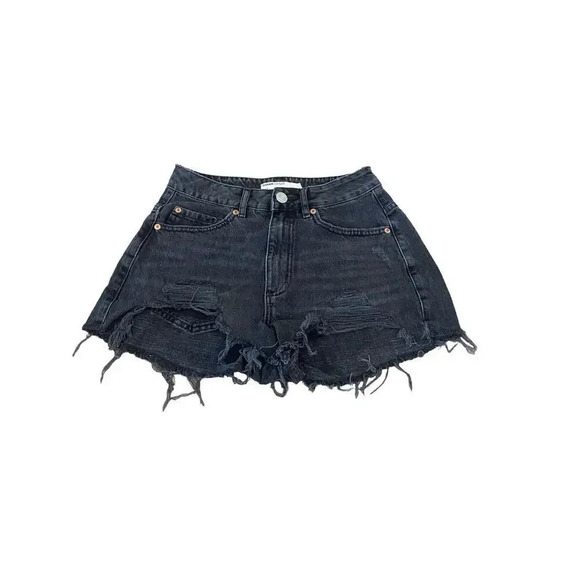Garage Denim Women's Black Medium Wash Pull-On Ripped Jeans Shorts Size 0 - Picture 1 of 5